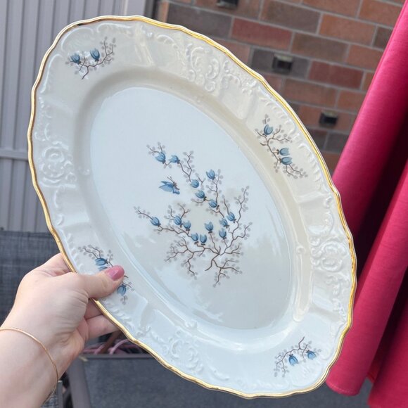 Bernadotte Porcelain Floral Oval Platter Plate with Gold Trim Czechoslovakia - Picture 10 of 10